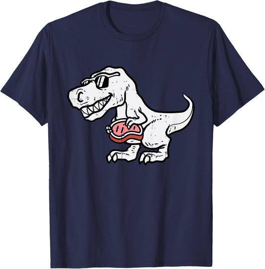 Kids Bbq Meat Lover Dino Trex Barbecue Grilling Boys Kids Toddler T-Shirt - T-Shirt | Navy