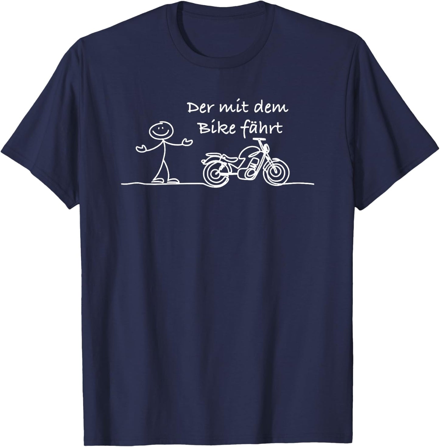 with German Text "Der mit dem bike fährt", black T-Shirt - T-Shirt | Navy