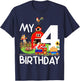 4th Birthday Farm Birthday Train Party Cow Pig Horse Chicken T-Shirt - T-Shirt | Navy