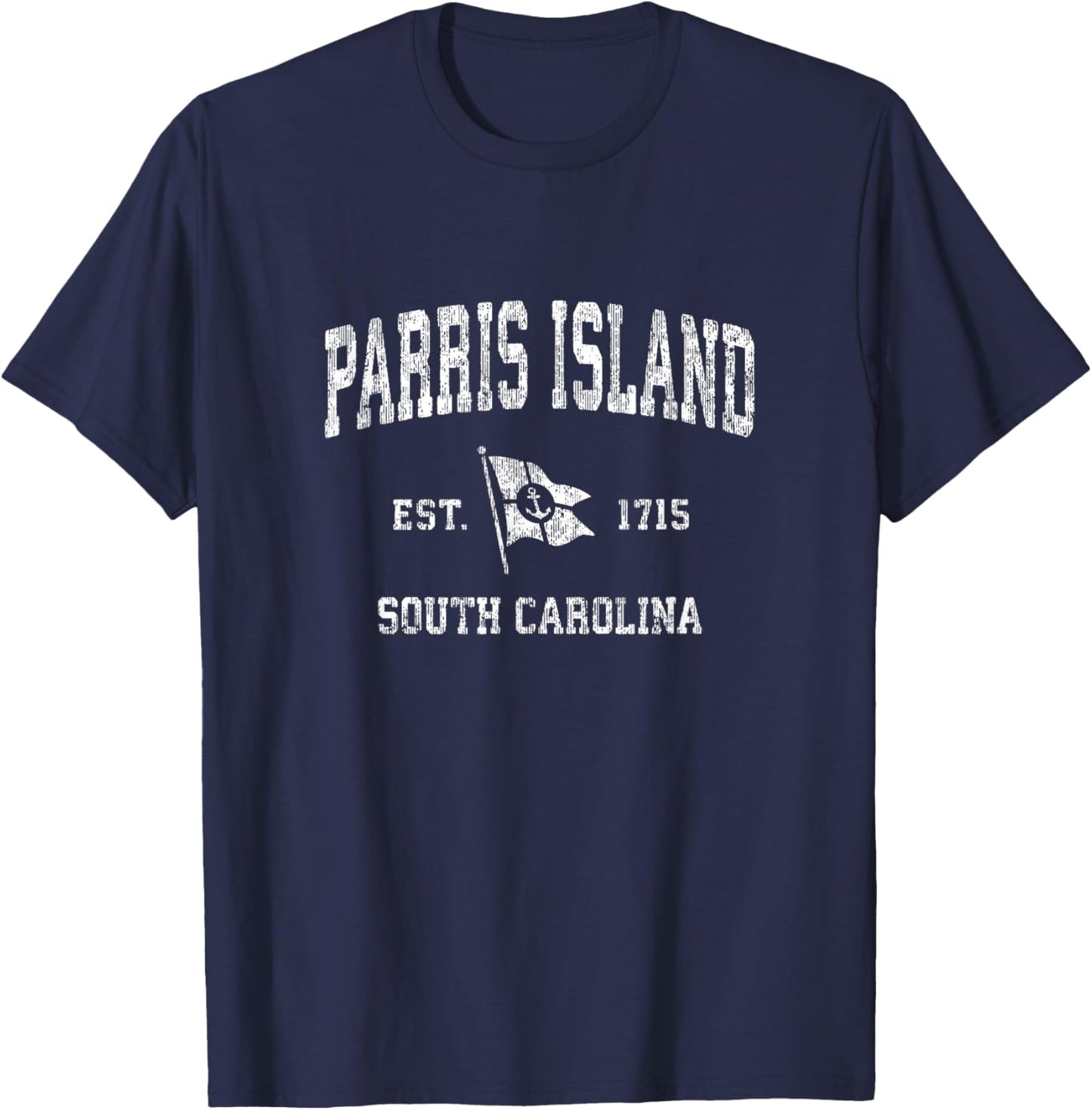 Parris Island South Carolina SC Vintage Boat Anchor Flag T-Shirt - T-Shirt | Navy