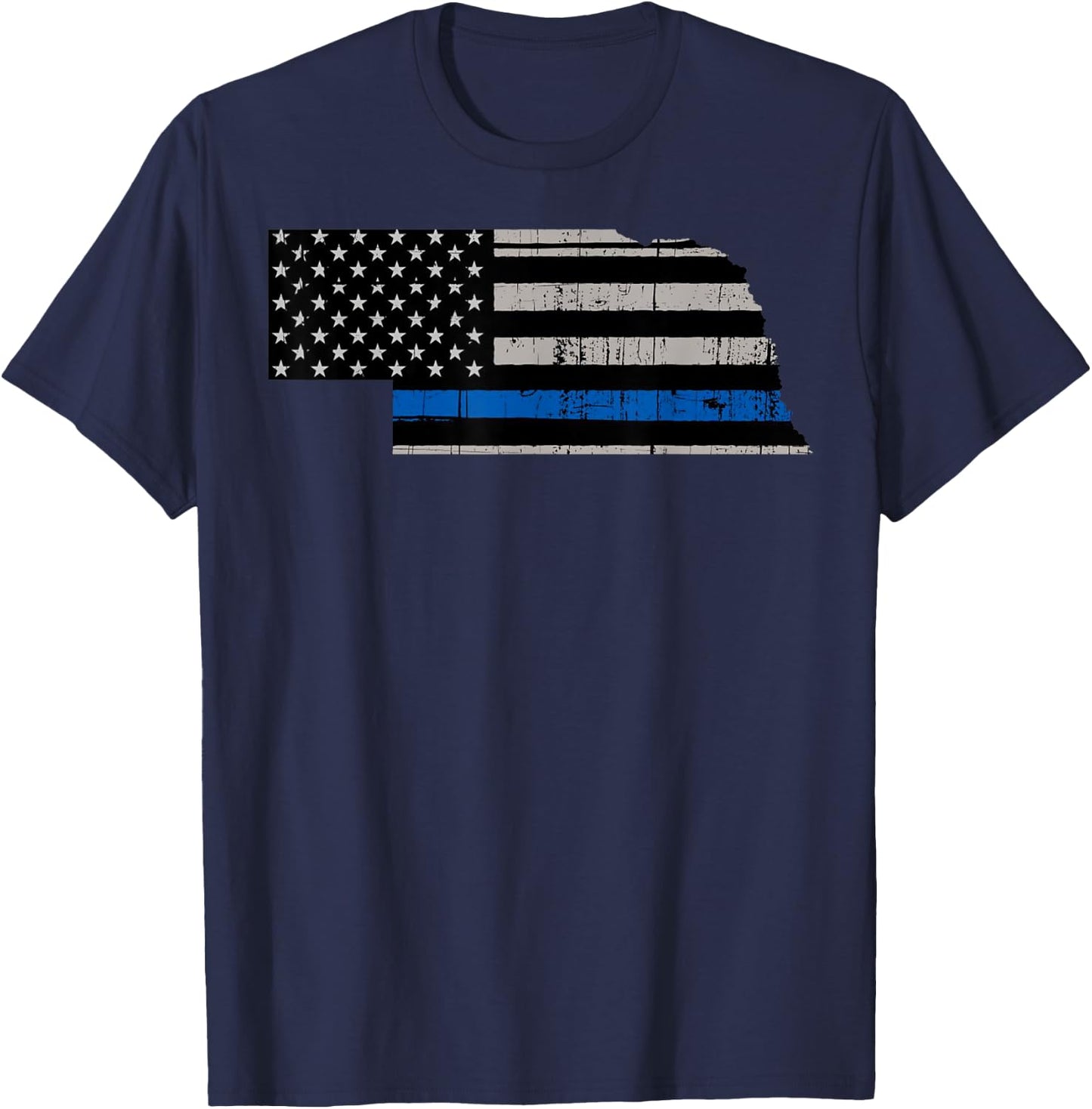 Support Law Enforcement Nebraska Police Officer Blue T-Shirt - T-Shirt | Navy
