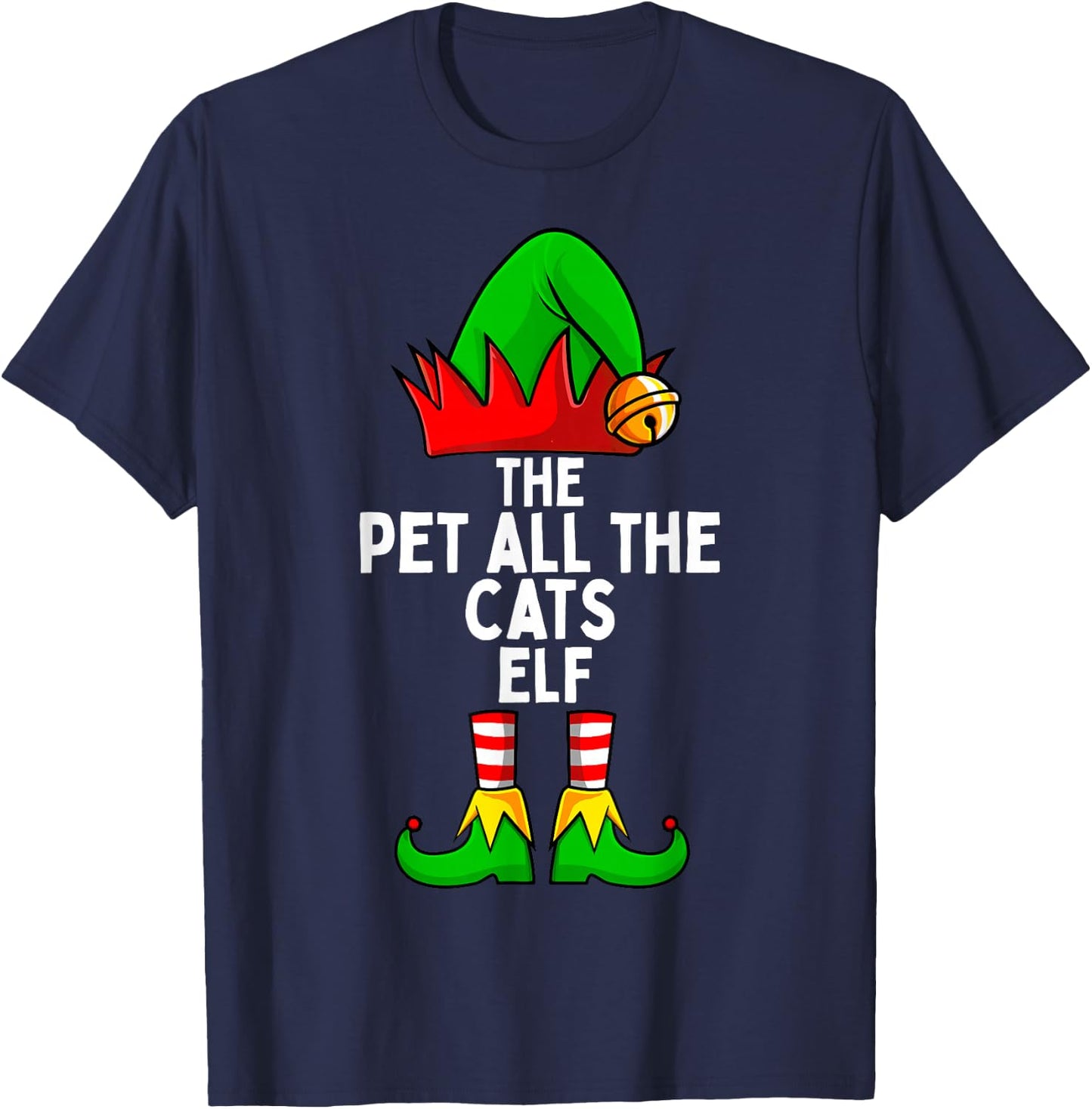 Pet All the Cats Elf Matching Family Christmas T-Shirt - T-Shirt | Navy