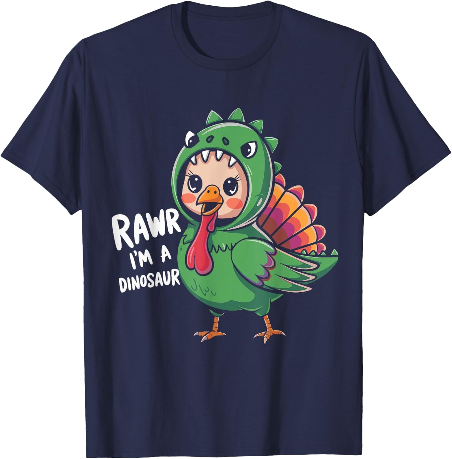 Thanksgiving Dinosaur Turkey Rawr I'm a Dinosaur Kids Boys T-Shirt - T-Shirt | Navy