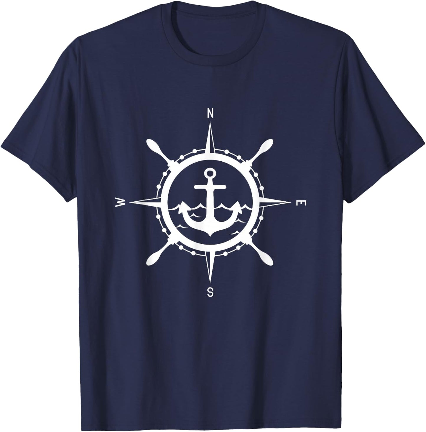 Compass Anchor Nautical Design with Compass Captain Sailor , black T-Shirt - T-Shirt | Navy