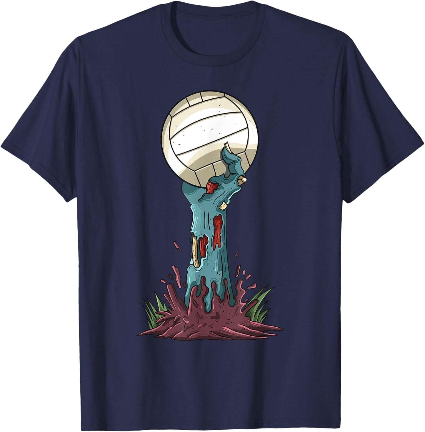 Zombie Hands Volleyball Funny Halloween Horror Scary Costume T-Shirt - T-Shirt | Navy