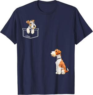 Wire Haired Fox Terrier In Your Pocket - Men, Women, Kids T-Shirt - T-Shirt | Navy