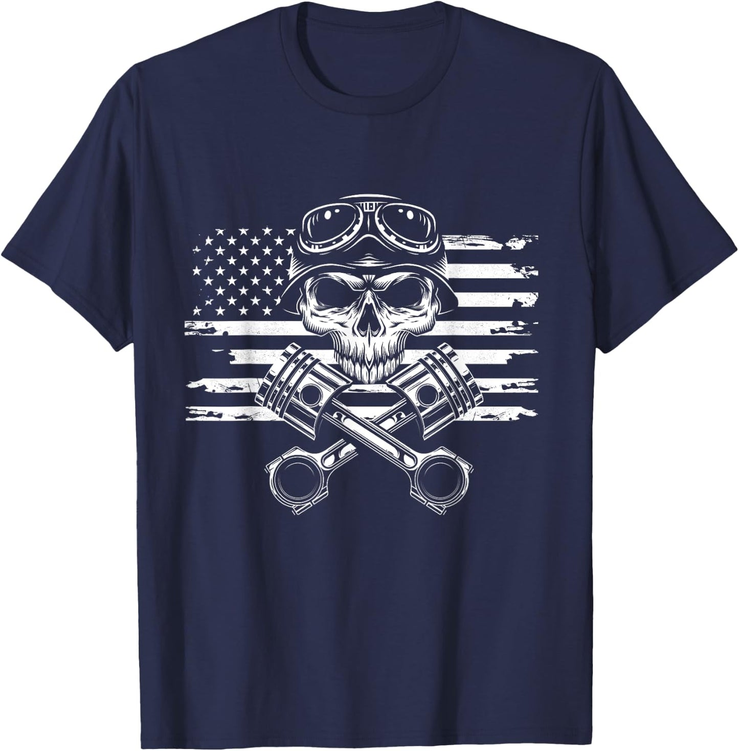 American Flag Motorcycle Apparel - Motorcycle T-Shirt - T-Shirt | Navy