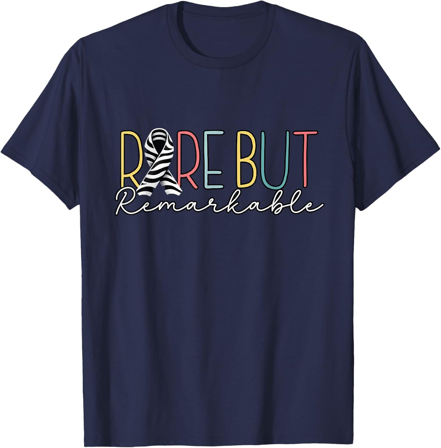 Rare Disease Awareness 2026 -Zebra Ribbon: Rare Disease Day T-Shirt - T-Shirt | Navy