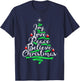 Joy Love Peace Believe Christmas Tree Design T-Shirt - T-Shirt | Navy