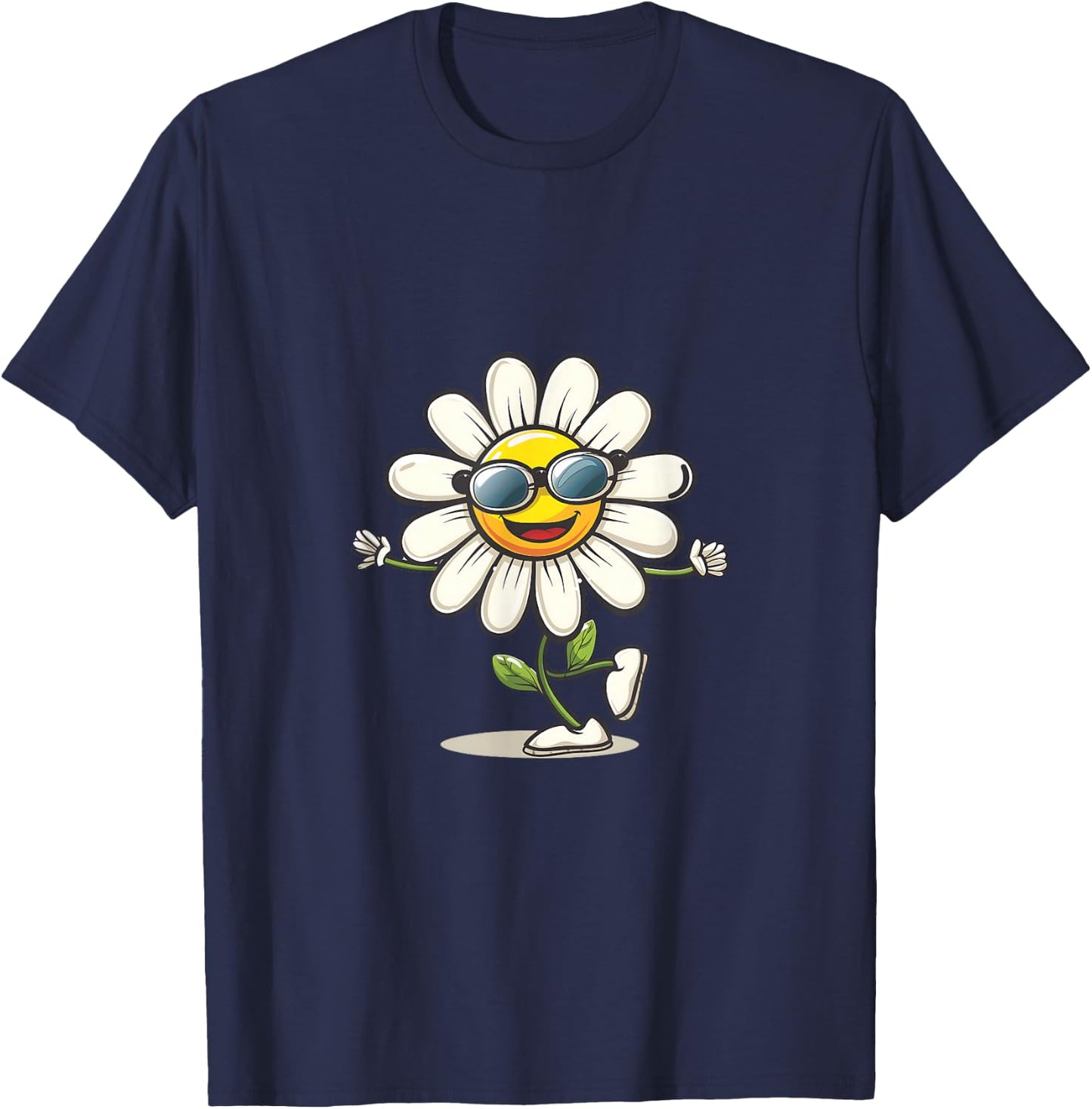 Lustige tanzende Gänseblümchen Maiblume mit Sonnenbrille T-Shirt - T-Shirt | Navy