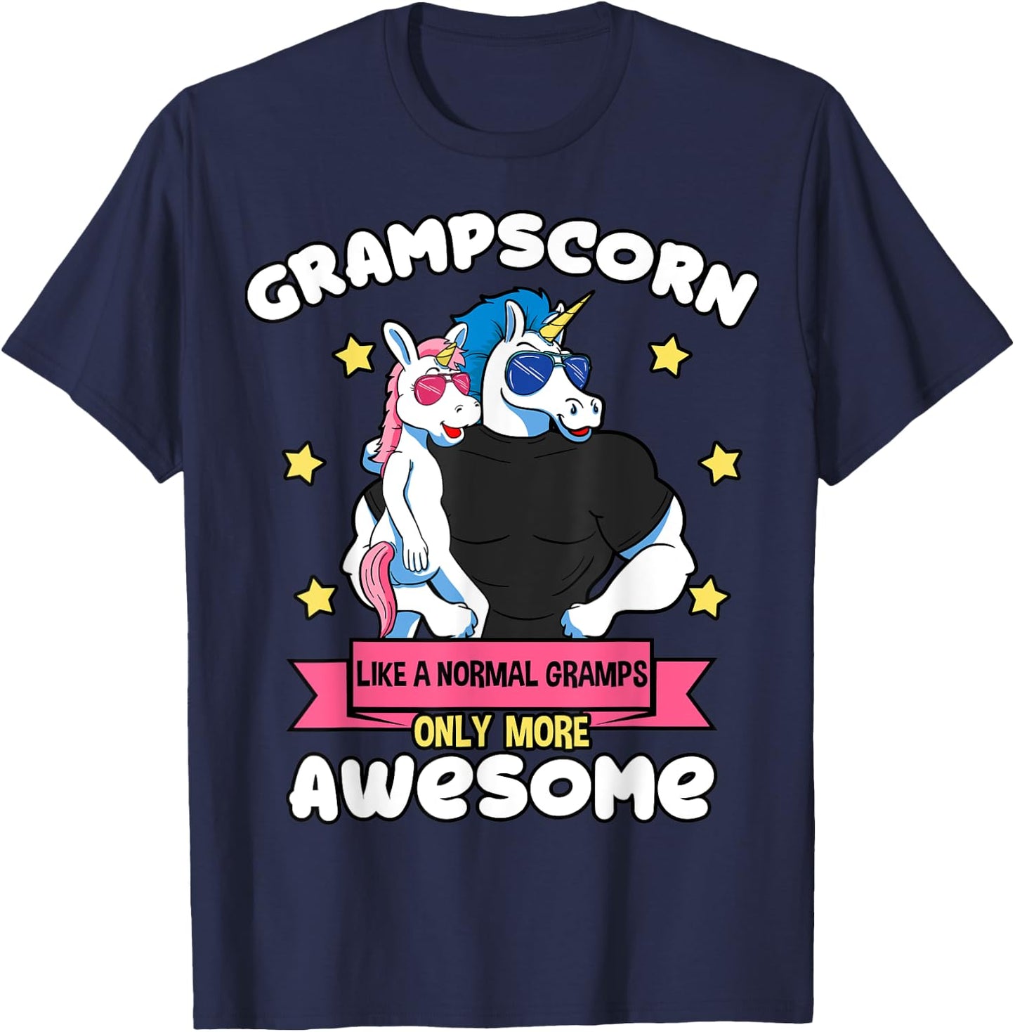 Grampscorn 1 Kid Father's Day Gramps Unicorn Granddaughter T-Shirt - T-Shirt | Navy