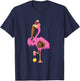 Flamingo Playing Softball Matching Player Coach Birds Lover T-Shirt - T-Shirt | Navy