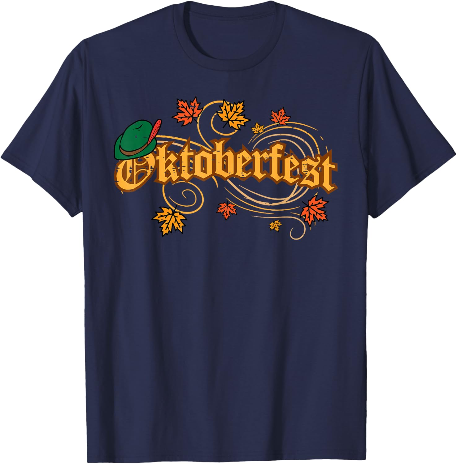 Oktoberfest Fall Autumn Leaves German Costume Women Men Kids T-Shirt - T-Shirt | Navy