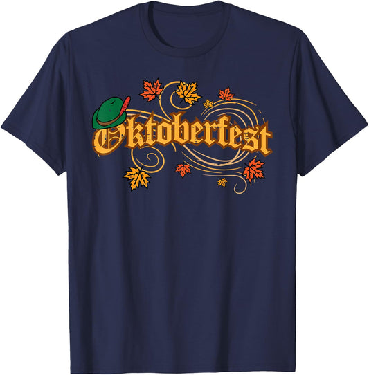 Oktoberfest Fall Autumn Leaves German Costume Women Men Kids T-Shirt - T-Shirt | Navy
