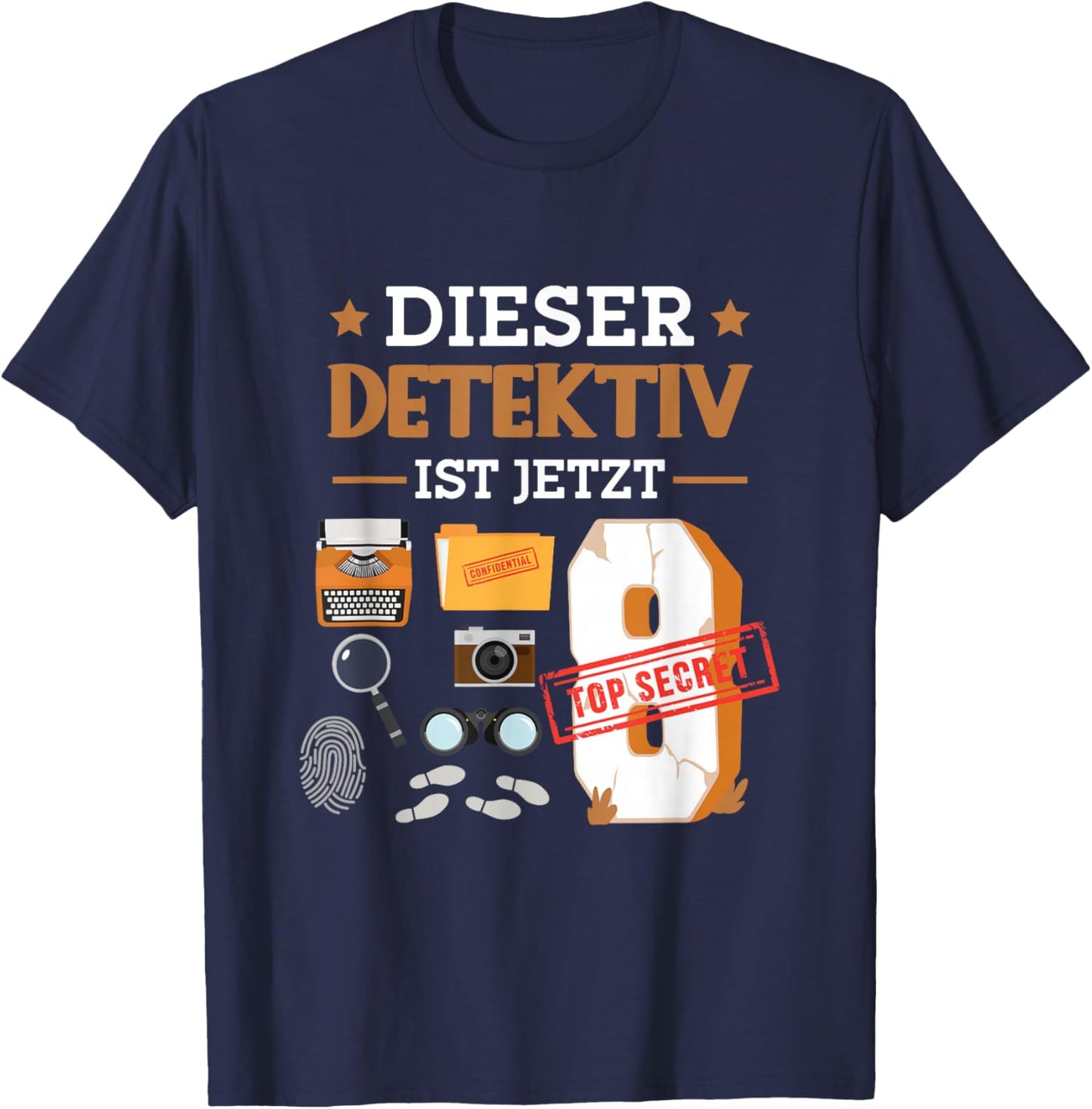 Dieser Detektiv Ist Jetzt 8 - Detektiv 8. Geburtstag Kinder T-Shirt - T-Shirt | Navy