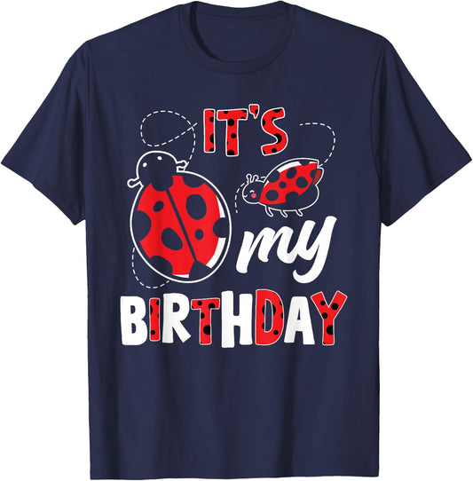 Ladybug It's My Birthday Boy Girl Birthday Ladybug T-Shirt - T-Shirt | Navy