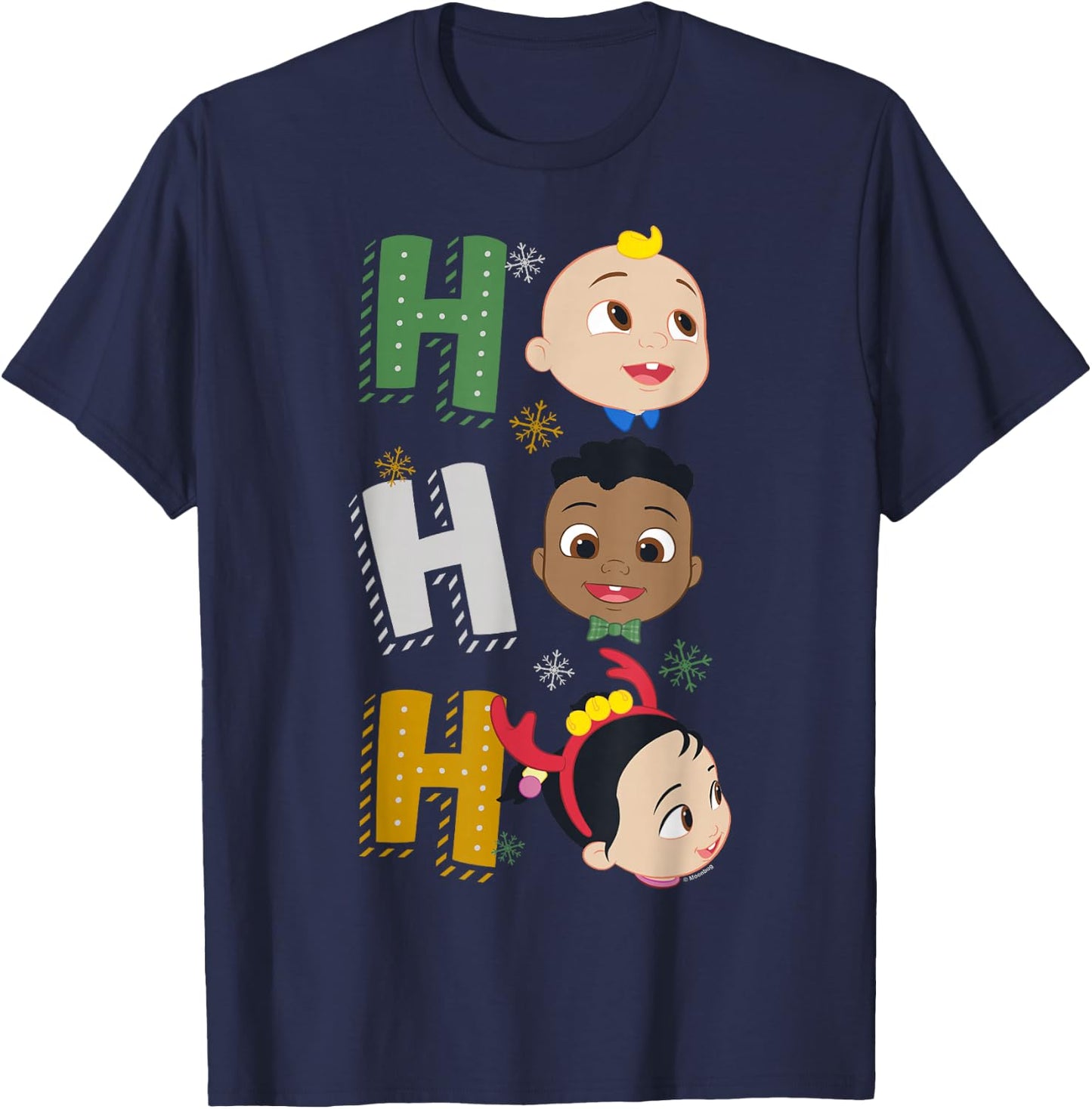 CoComelon Classic Christmas Ho Ho Ho Group Shot T-Shirt - T-Shirt | Navy
