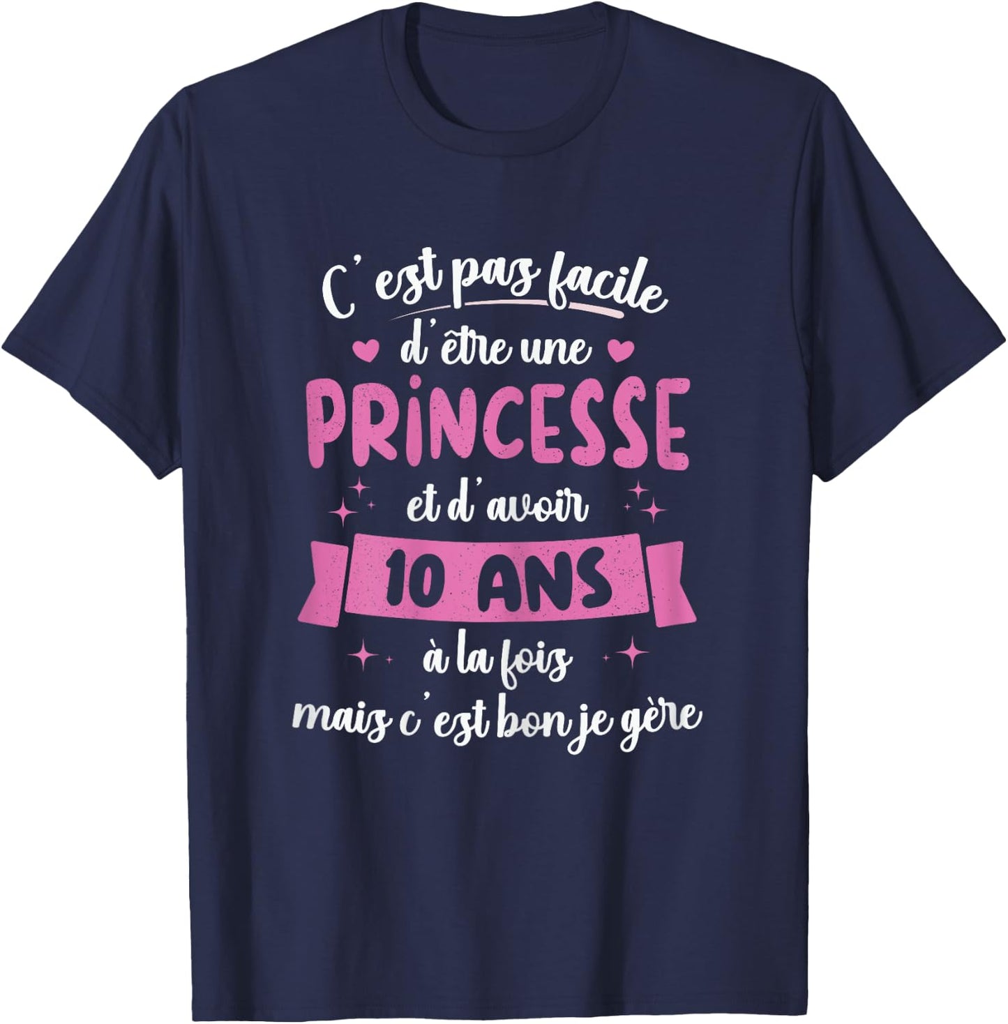 10 Years Birthday Gift Girl Princess Gift T-Shirt - T-Shirt | Navy