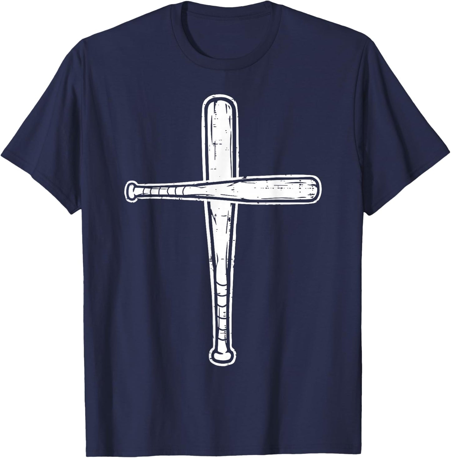 Christian Baseball Bats Cross Softball Sports Men Boys Kids T-Shirt - T-Shirt | Navy