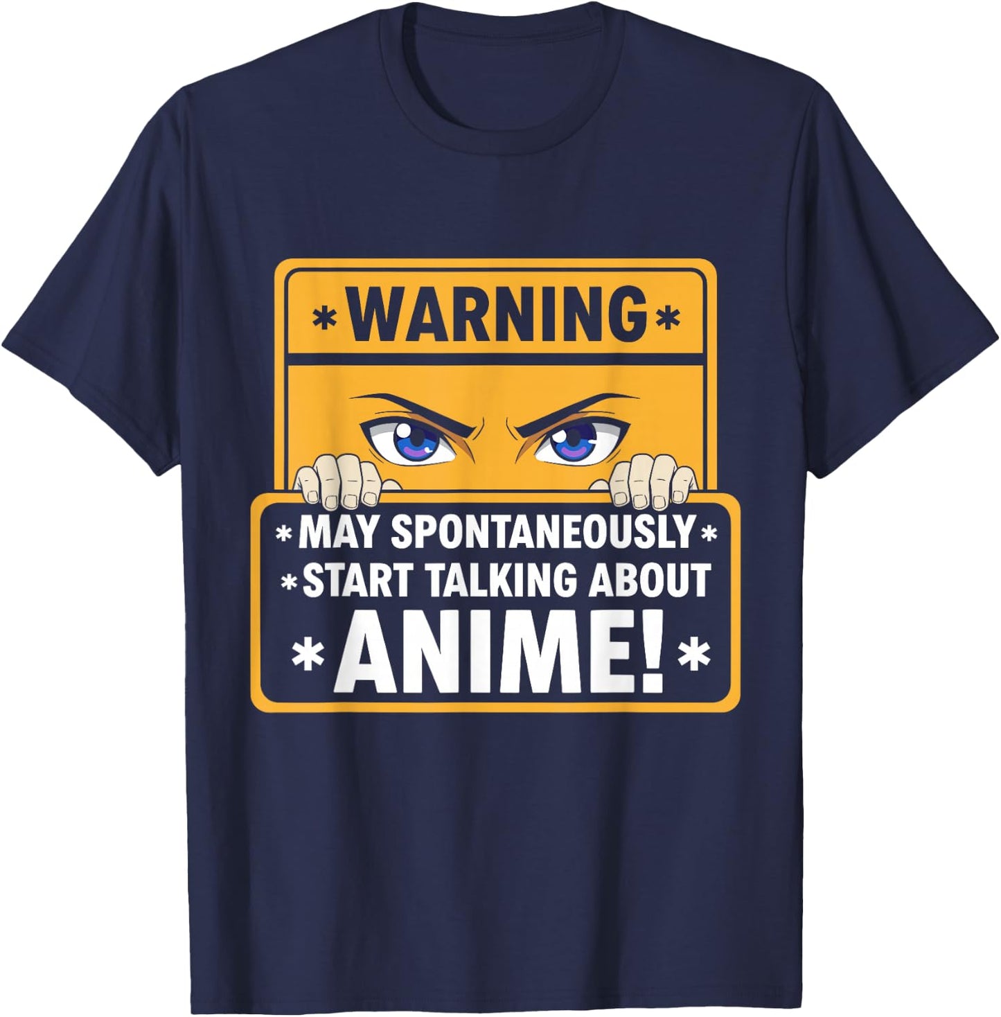Warning May Spontaneously Talk About Anime Funny Manga Girl T-Shirt - T-Shirt | Navy