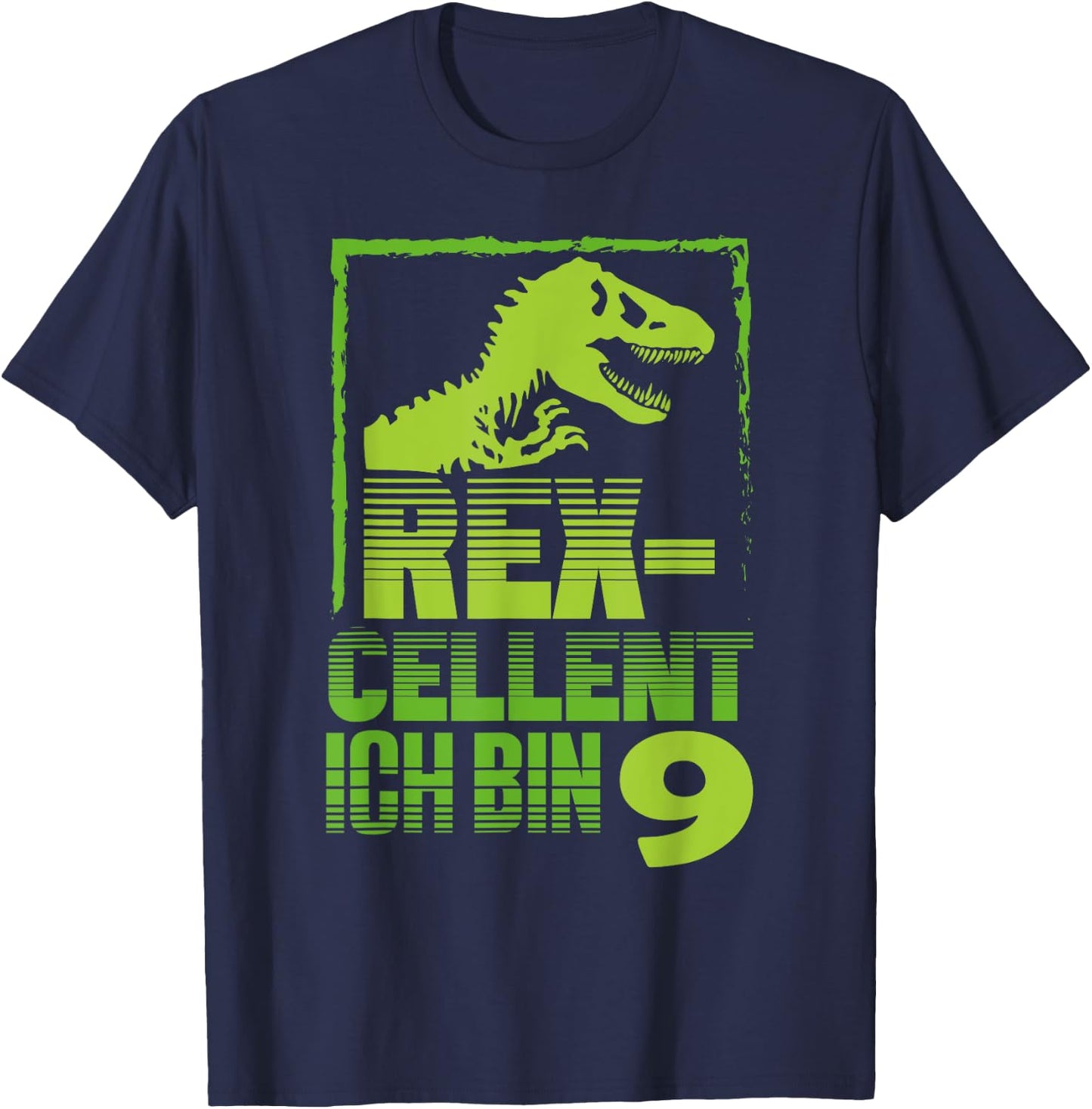 T-Rex Dino Design for a Dino Birthday 9 Years , black, s T-Shirt - T-Shirt | Navy