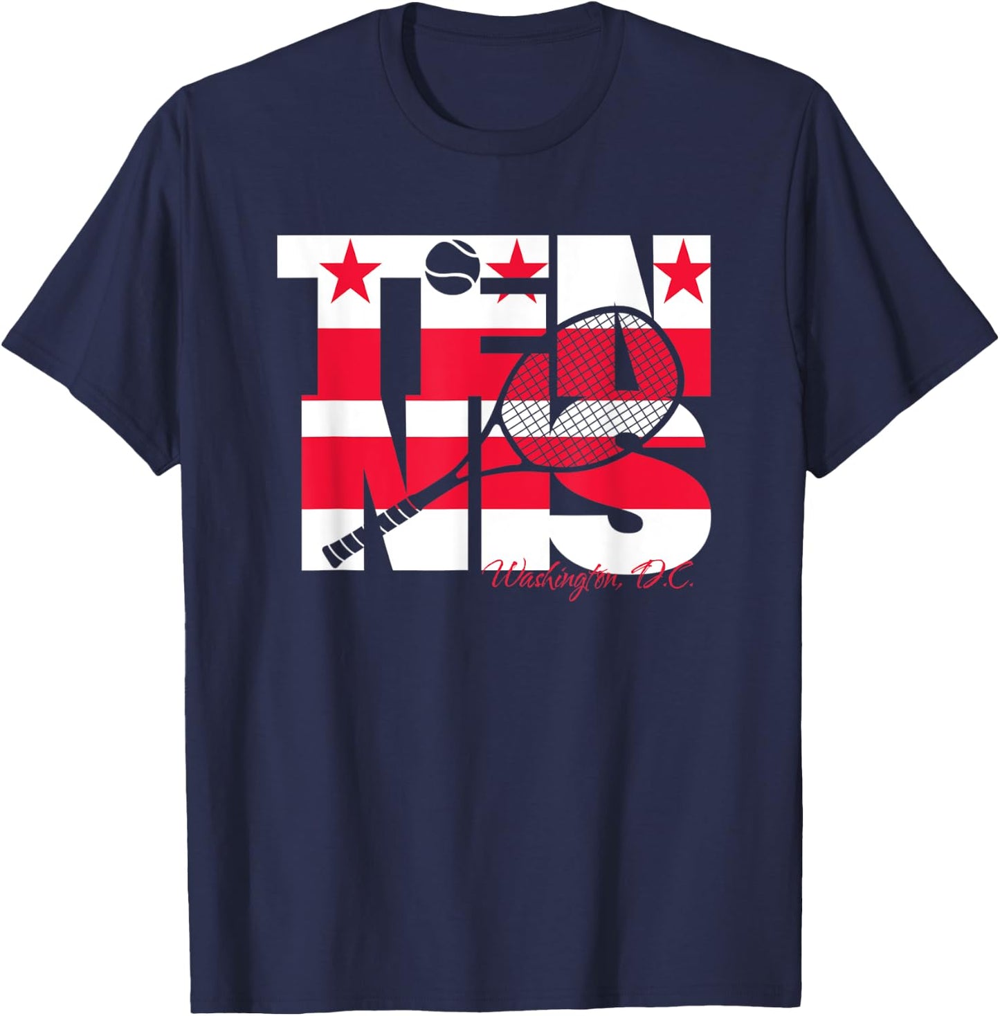 Washington DC Tennis Player The District Flag Art Metro Area T-Shirt - T-Shirt | Navy