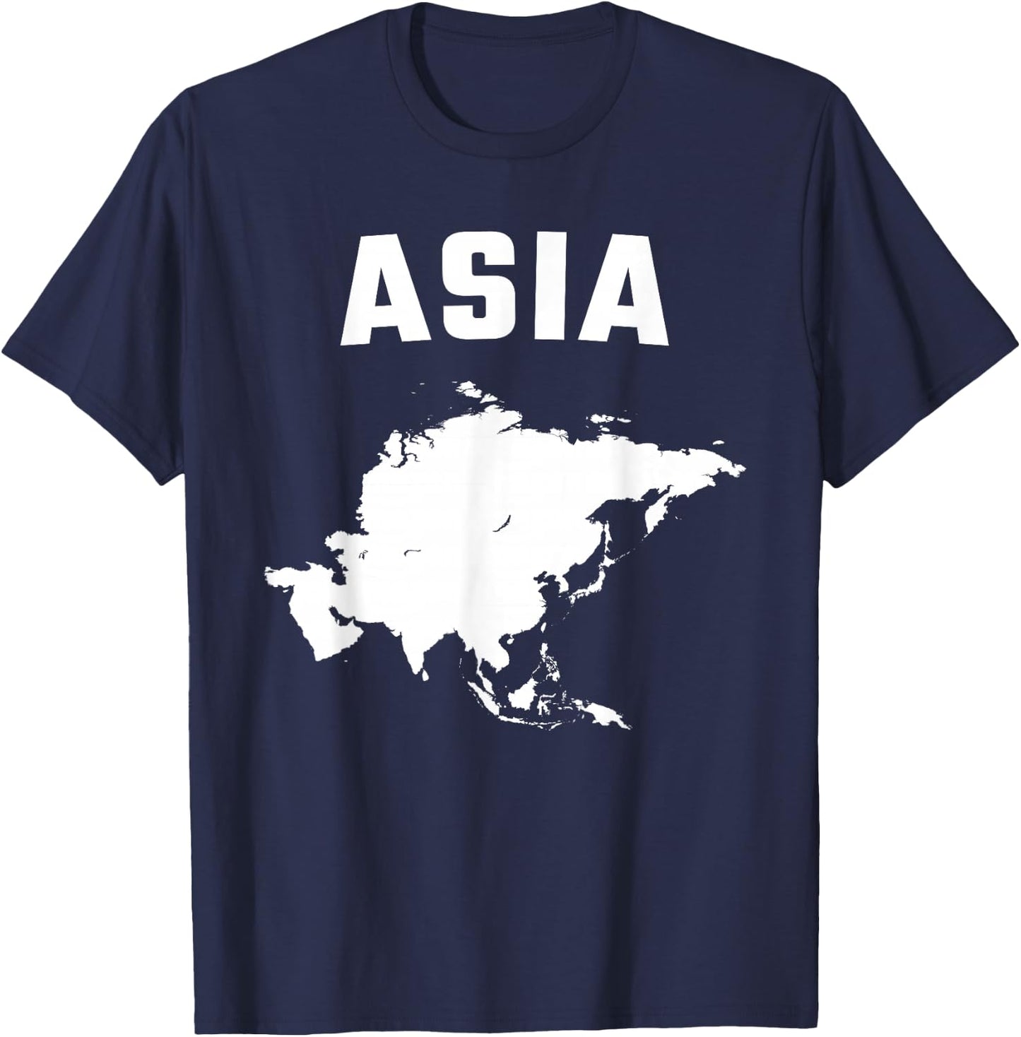 Isolated white silhouette of a map of Asia continent T-Shirt - T-Shirt | Navy