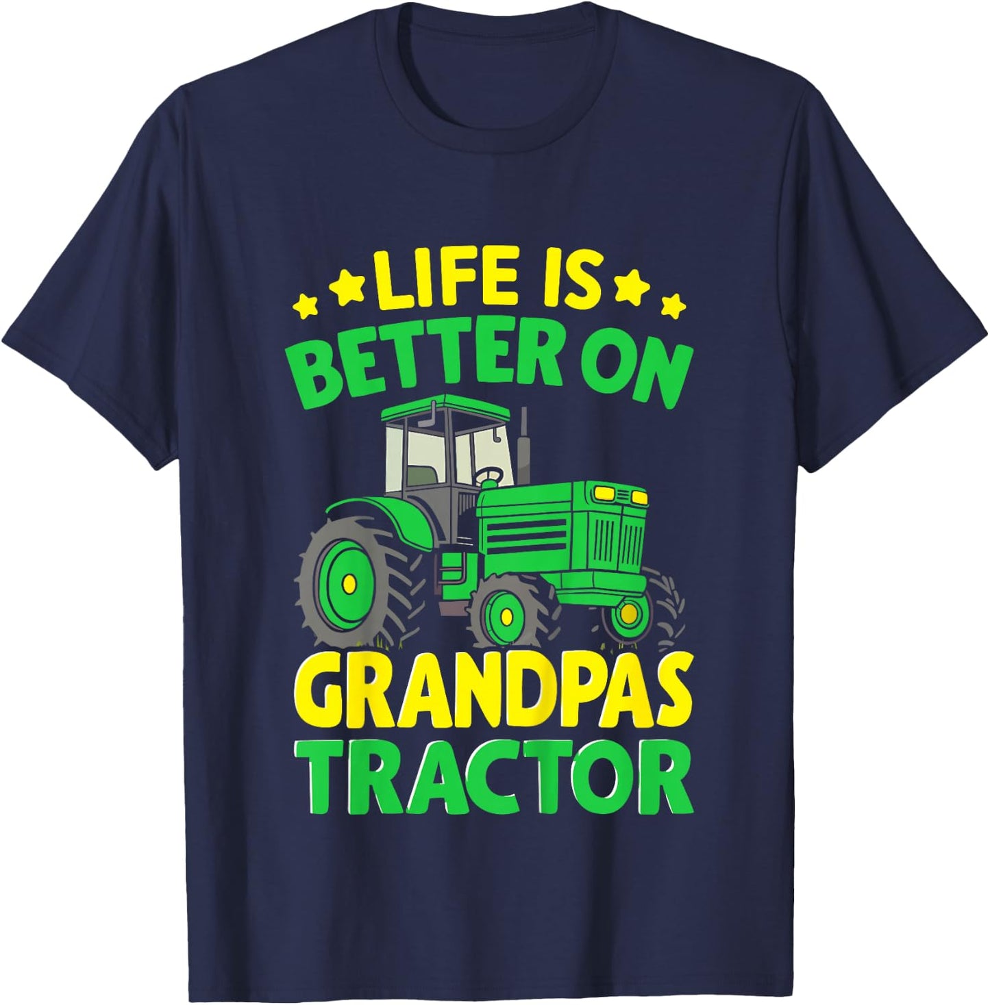 Kids Farmer Funny Tractor Boy On Grandpas Tractor T-Shirt - T-Shirt | Navy