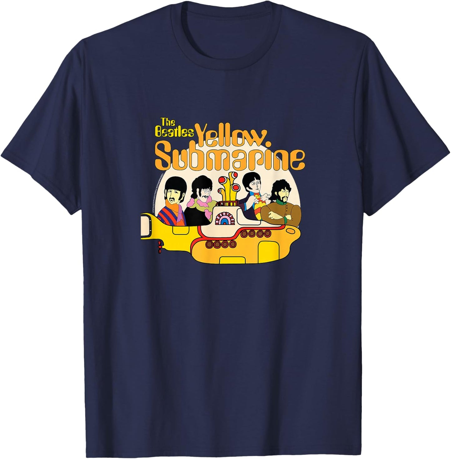 The Beatles - We All Live in a Yellow Submarine , black T-Shirt - T-Shirt | Navy