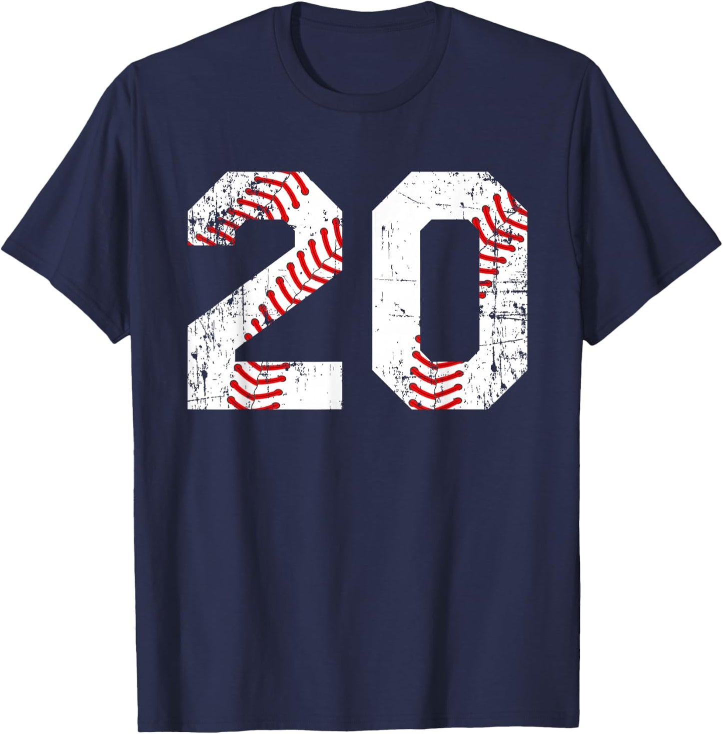Vintage Baseball 20 Jersey Number T-Shirt - T-Shirt | Navy