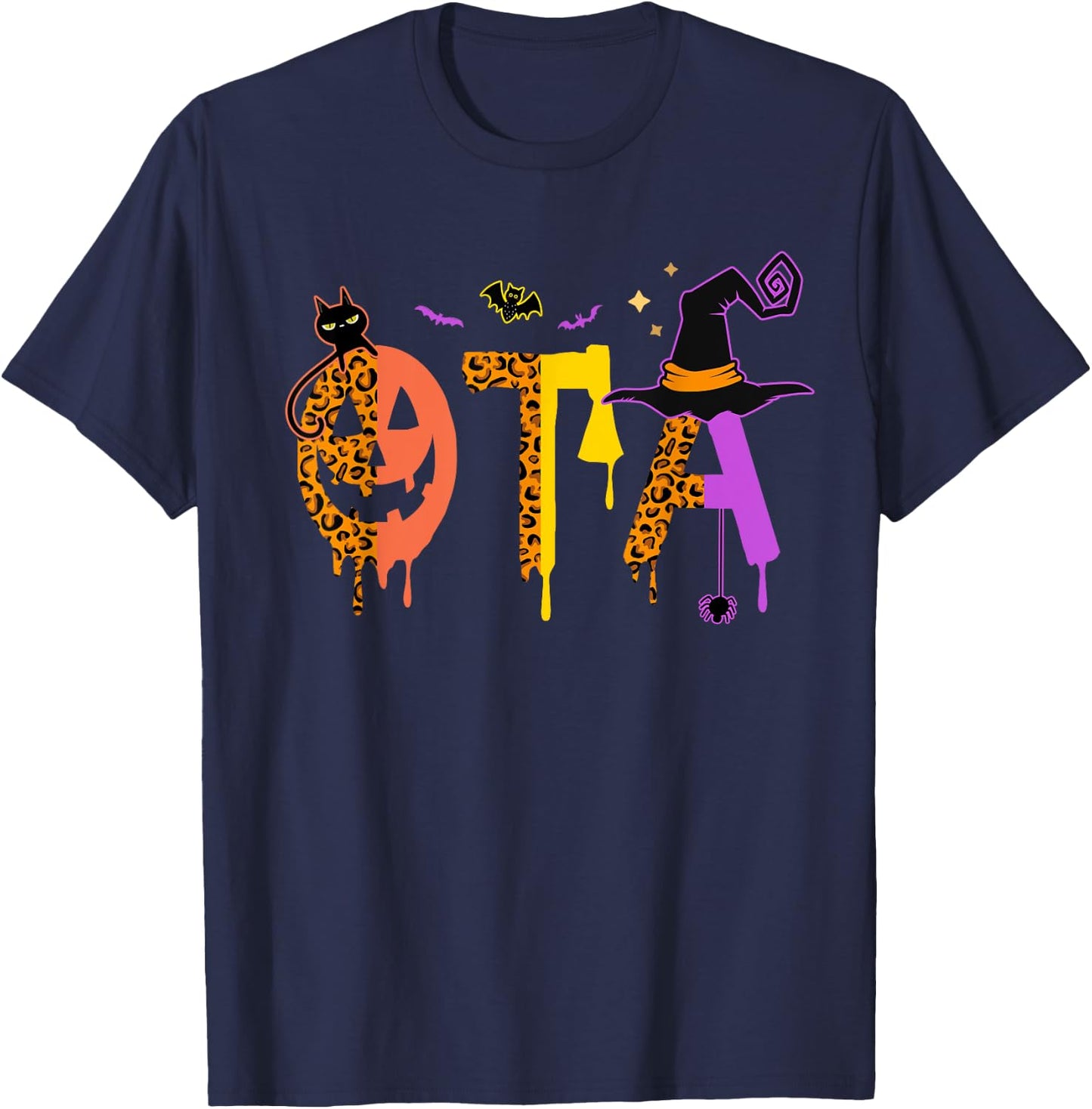 OTA Witch Leopard Occupational Therapy Assistant Halloween T-Shirt - T-Shirt | Navy