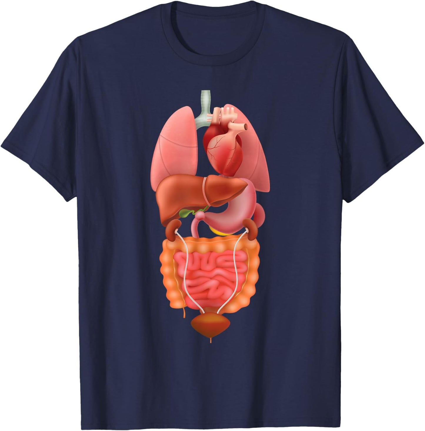 Halloween Human Body Torso Anatomy Internal Organ Fun Print T-Shirt - T-Shirt | Navy