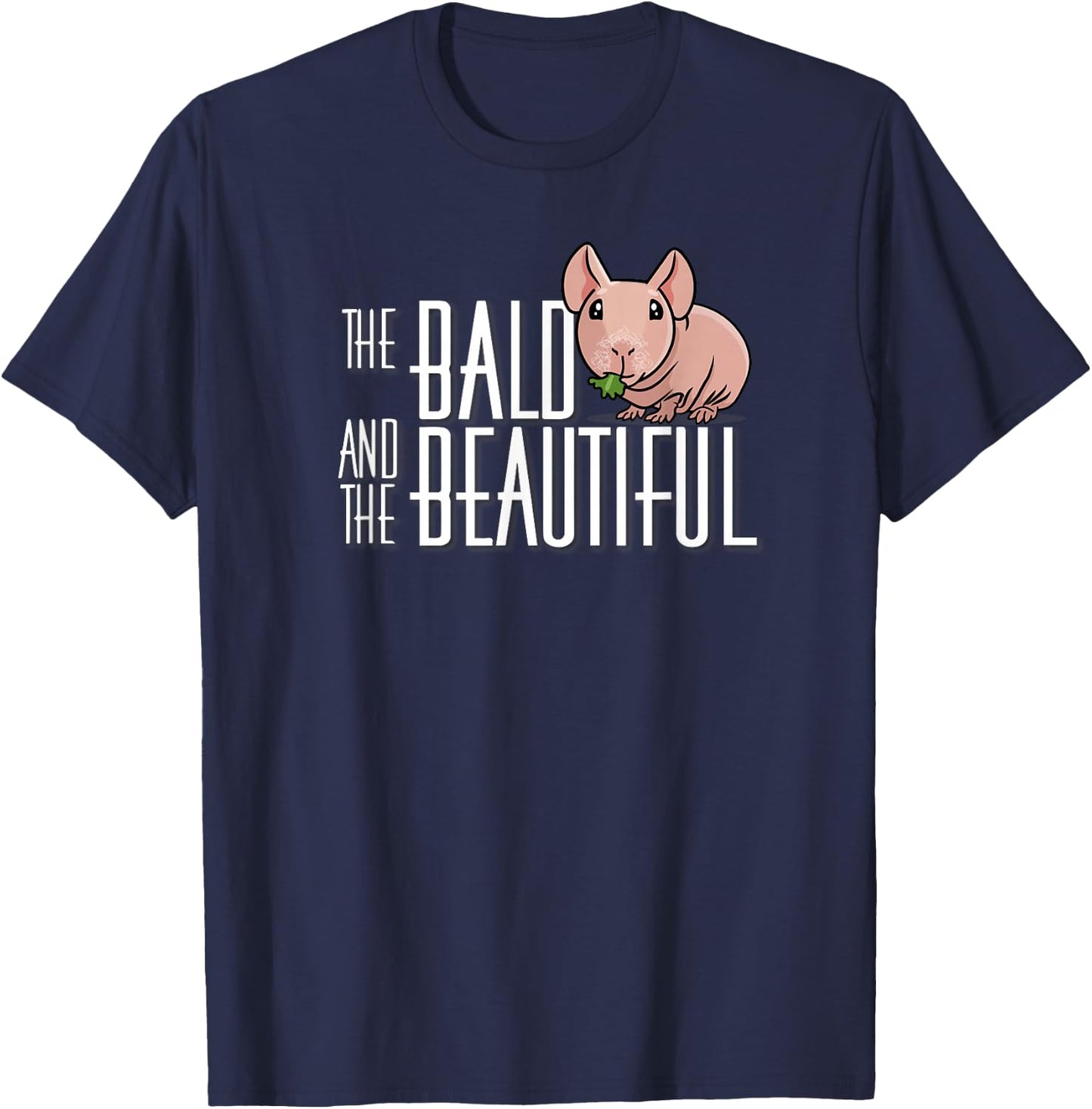Funny Kawaii Kids Bald Beautiful Hairless Guinea Pig Lover T-Shirt - T-Shirt | Navy