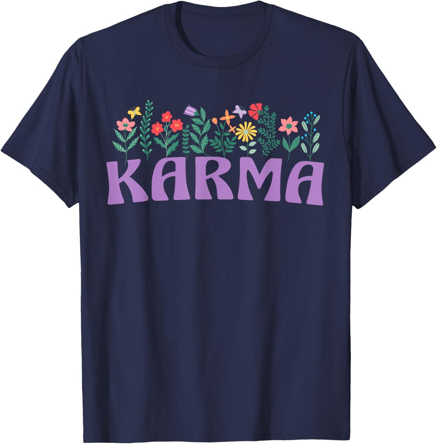 Wildflower Floral KARMA Name Mother's Day Women's T-Shirt - T-Shirt | Navy