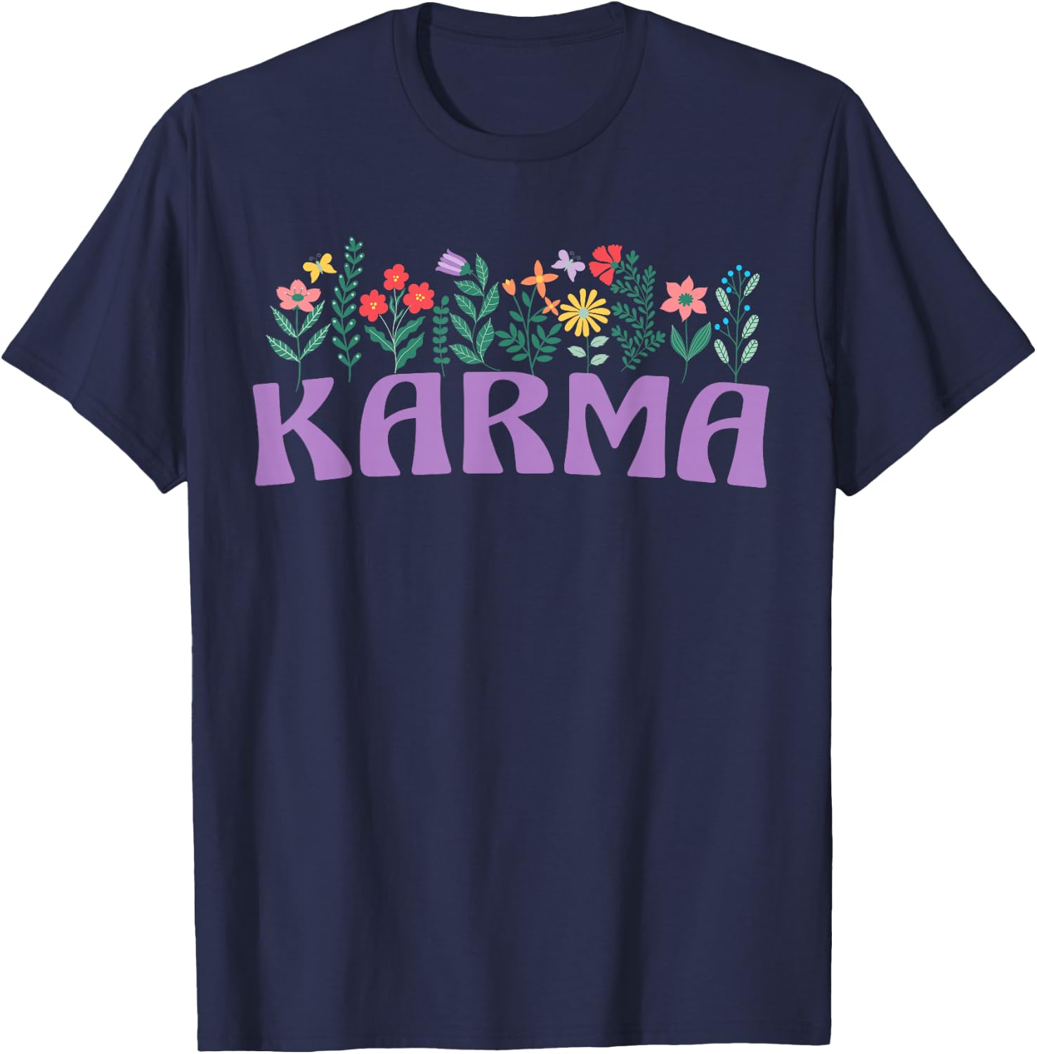 Wildflower Floral KARMA Name Mother's Day Women's T-Shirt - T-Shirt | Navy