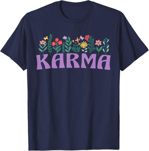 Wildflower Floral KARMA Name Mother's Day Women's T-Shirt - T-Shirt | Navy