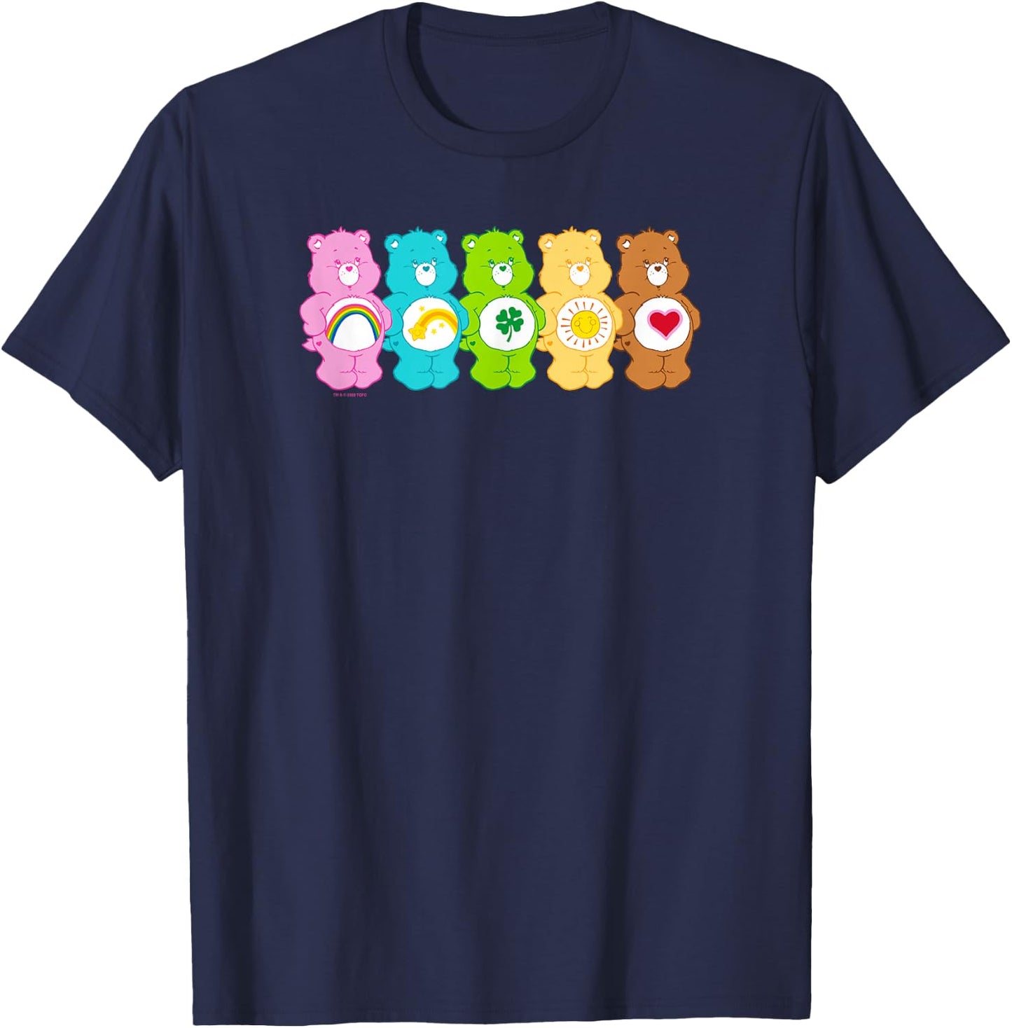 Care Bears Vintage Classic Rainbow Bears Group Line Up , Black, S T-Shirt - T-Shirt | Navy