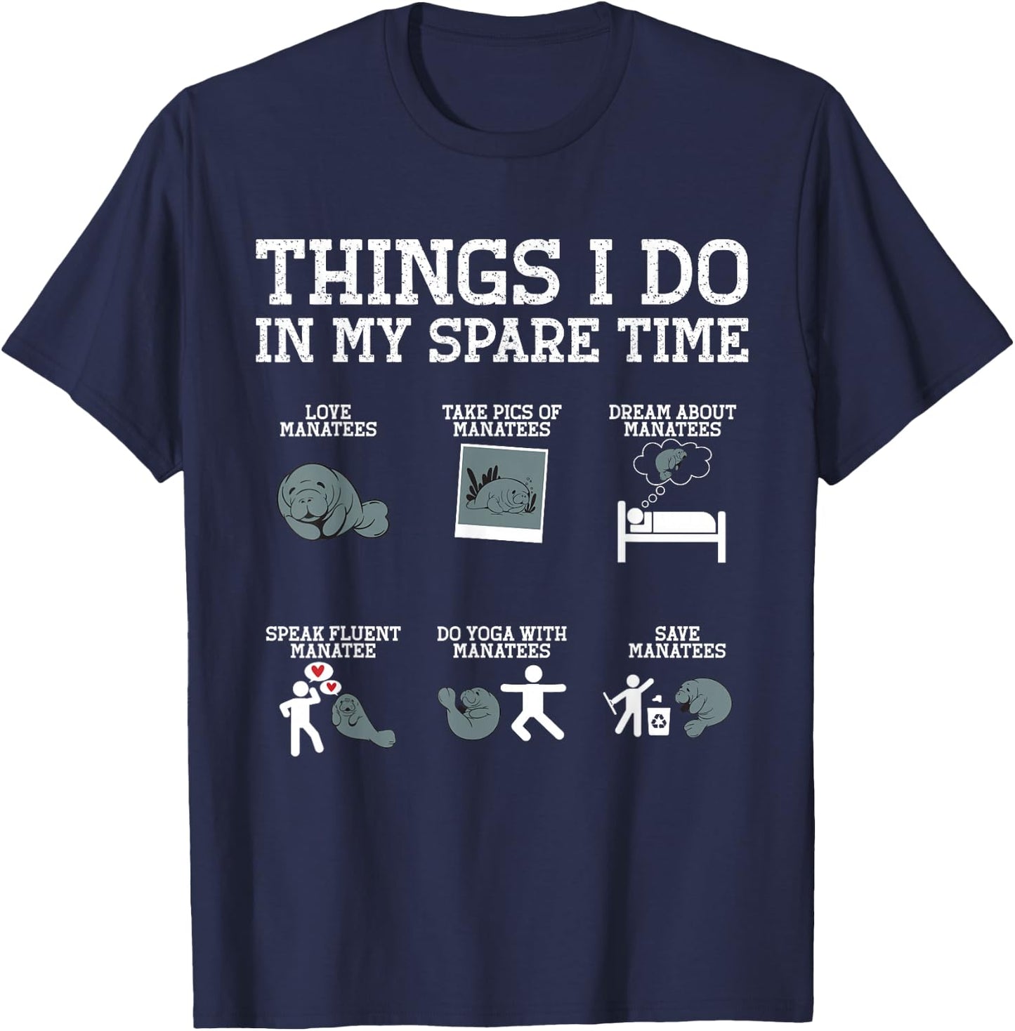 Manatee Round Tail Sea Cows T-Shirt - T-Shirt | Navy