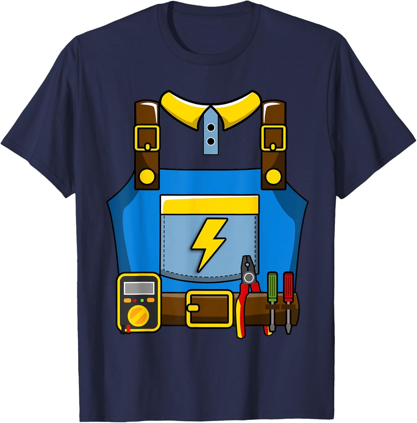 Adult Kid Halloween Lineman Electrician Costume T-Shirt - T-Shirt | Navy