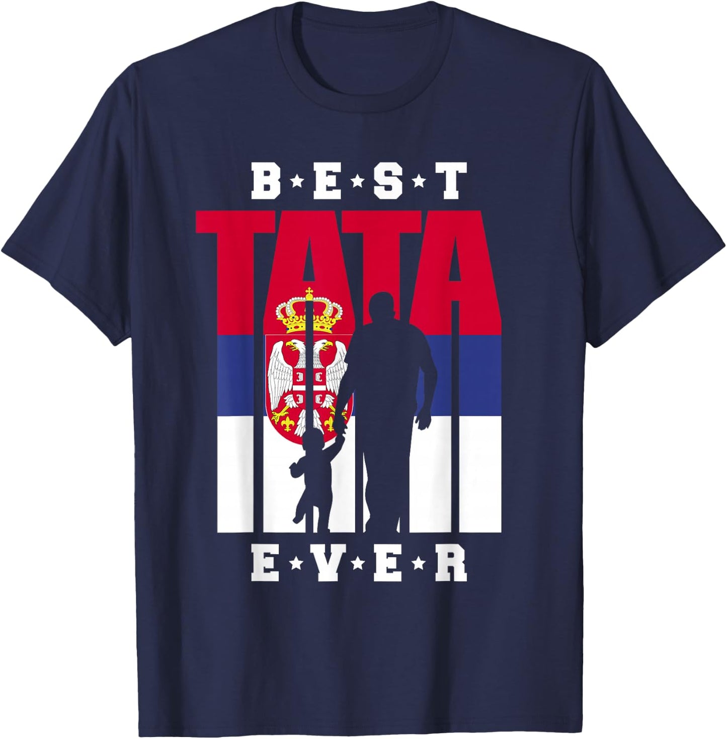 Tata und Baby Serbien Flagge Papa Serbischer Vater T-Shirt - T-Shirt | Navy