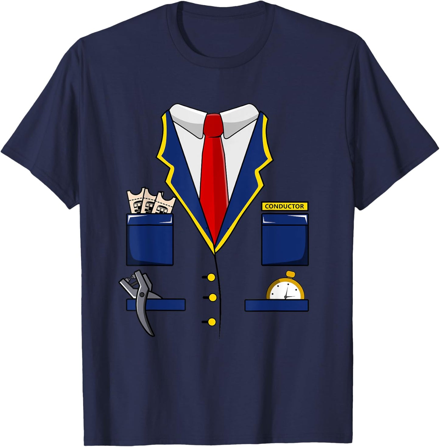 Adult Kids Railroad Halloween Train Conductor Costume T-Shirt - T-Shirt | Navy