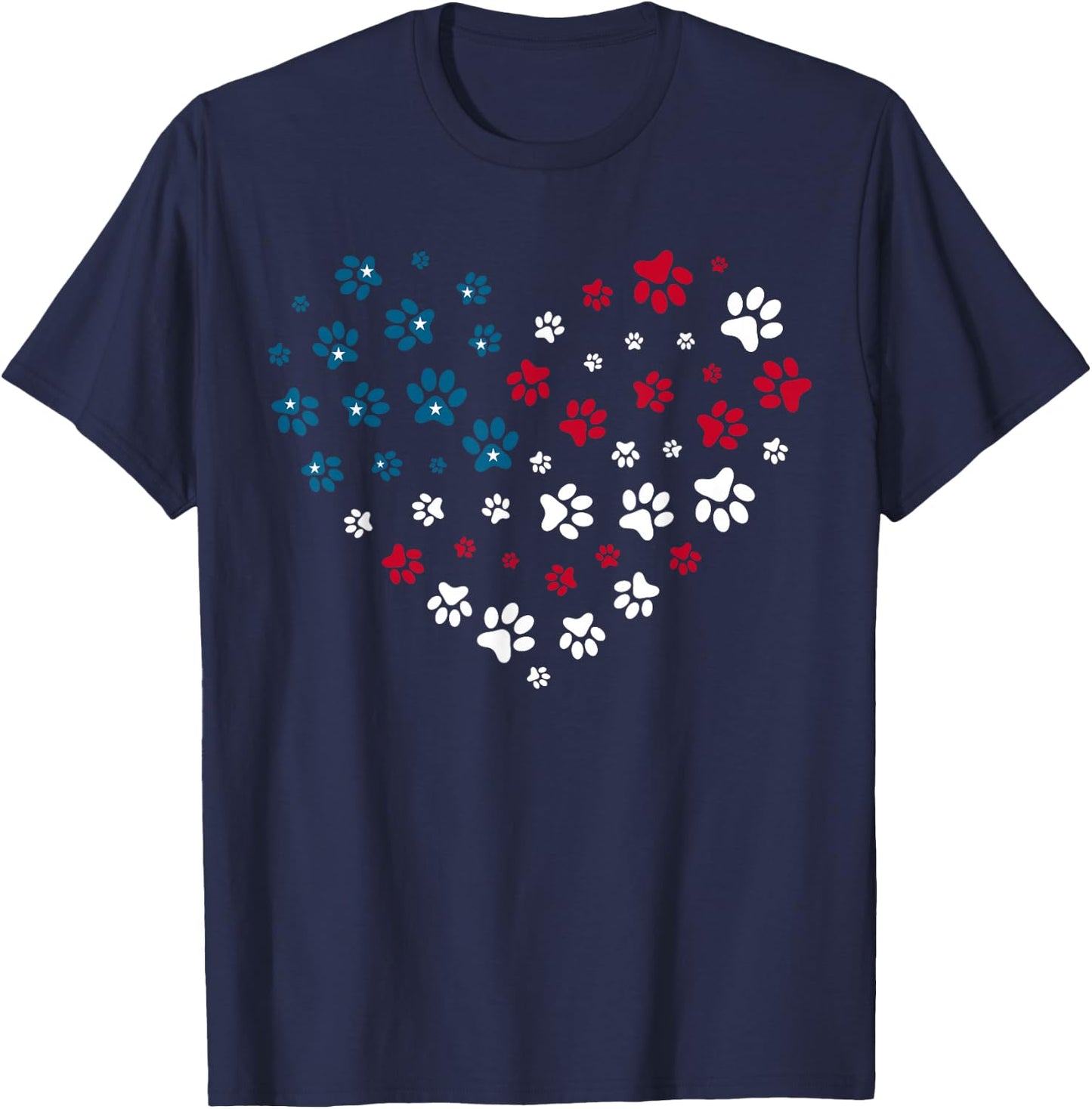 American Flag Patriotic Dog and Cat Paw Print 4th of July T-Shirt - T-Shirt | Navy