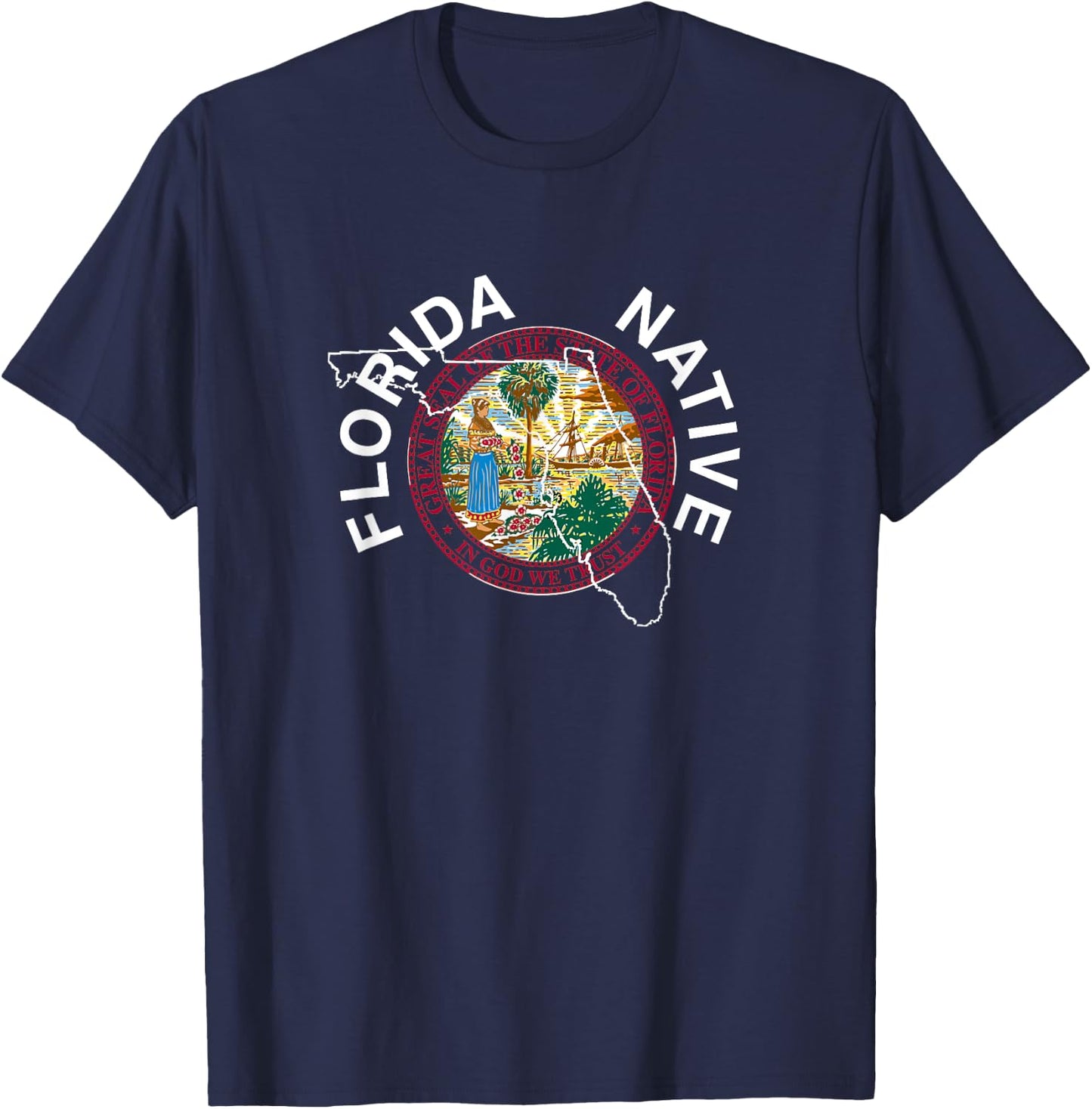 Florida-Native-State-Great-Seal-Stamp T-Shirt - T-Shirt | Navy