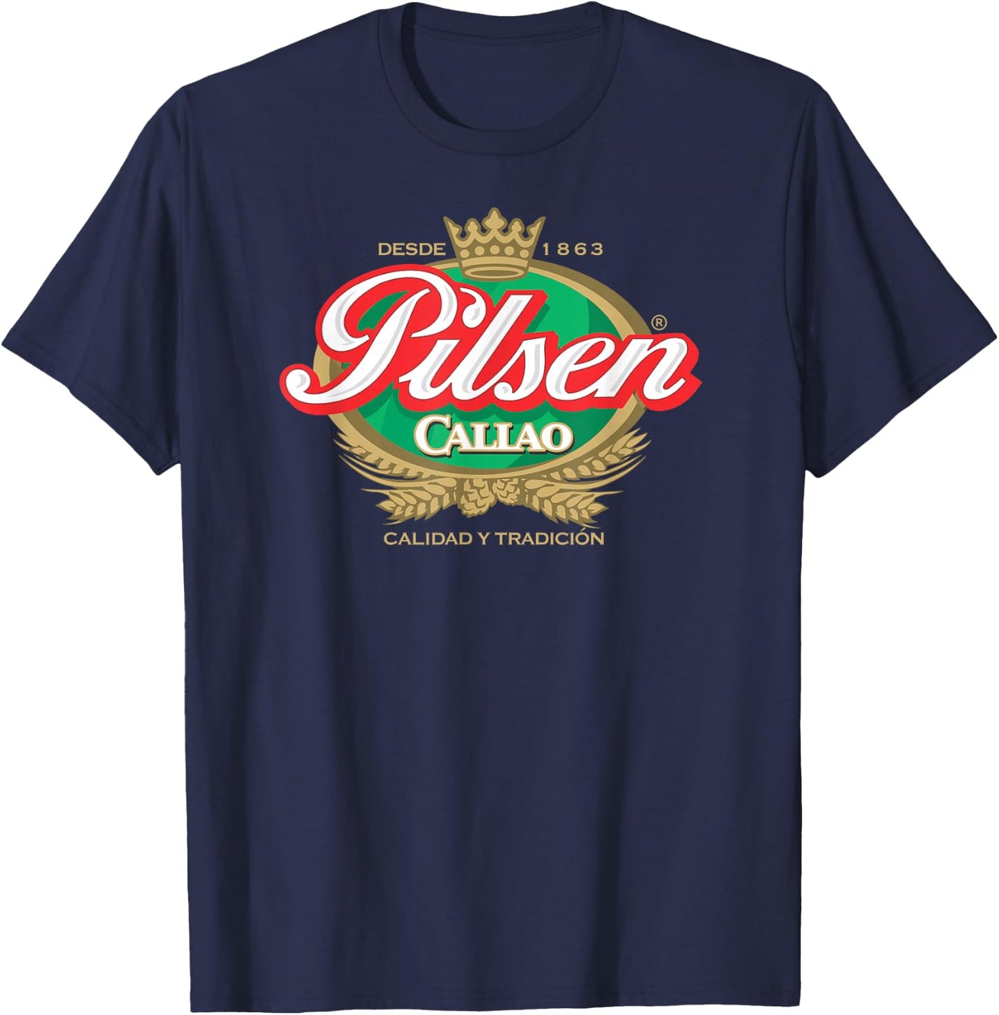 Peruvian Restaurant Pilsen Callao Beer Marca Peru Soccer T-Shirt - T-Shirt | Navy