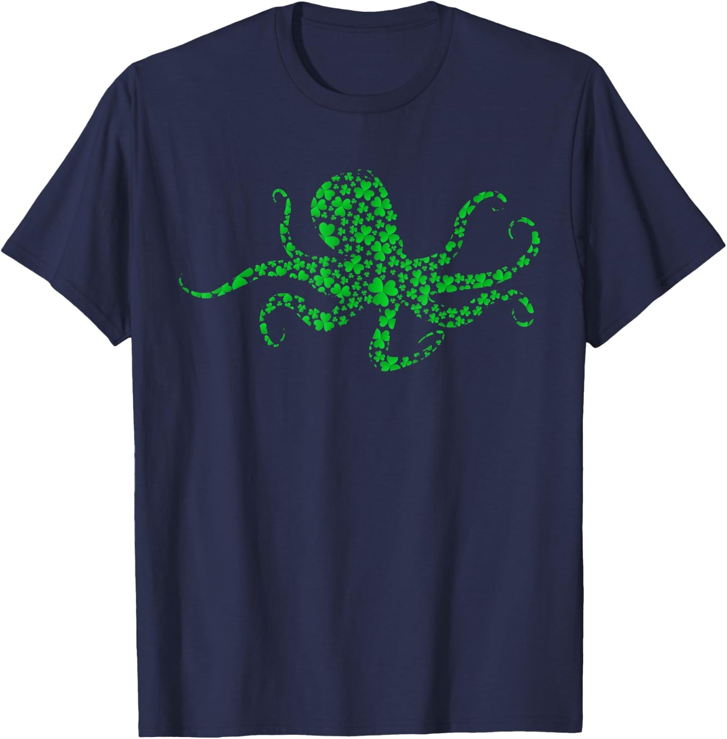 Octopus Lover Irish Shamrock Octopus St. Patrick's Day T-Shirt - T-Shirt | Navy