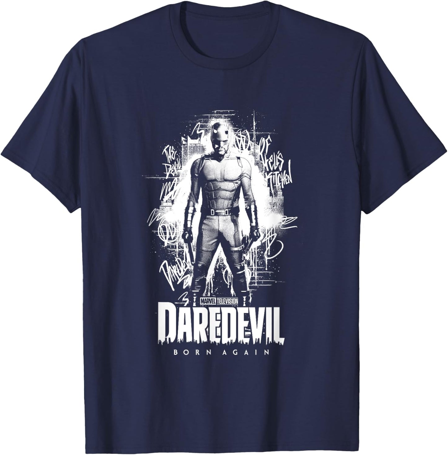 Daredevil Born Again Graffiti White T-Shirt - T-Shirt | Navy