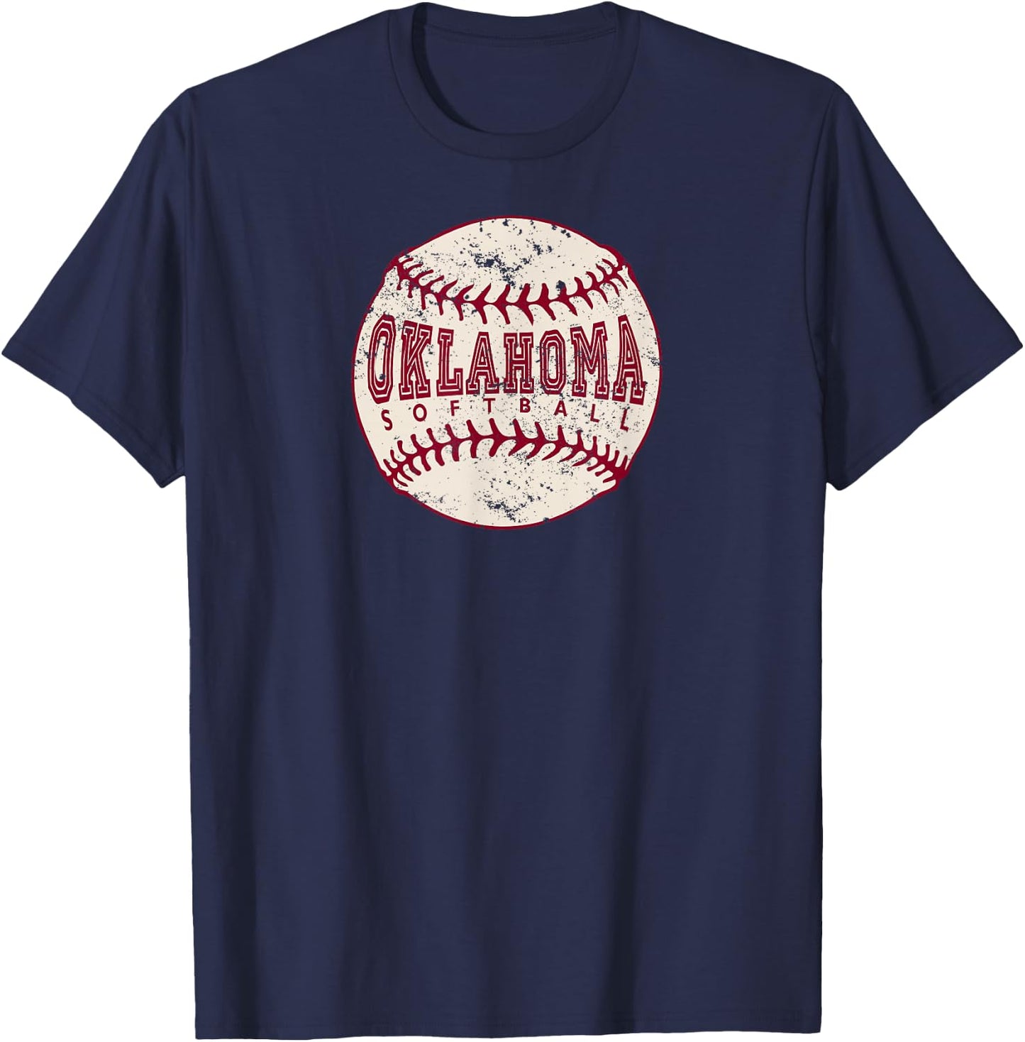 Vintage Oklahoma Softball Ball T-Shirt - T-Shirt | Navy