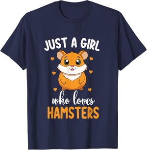 Just a Girl Who Loves Hamsters Cute Hamster Lover T-Shirt - T-Shirt | Navy