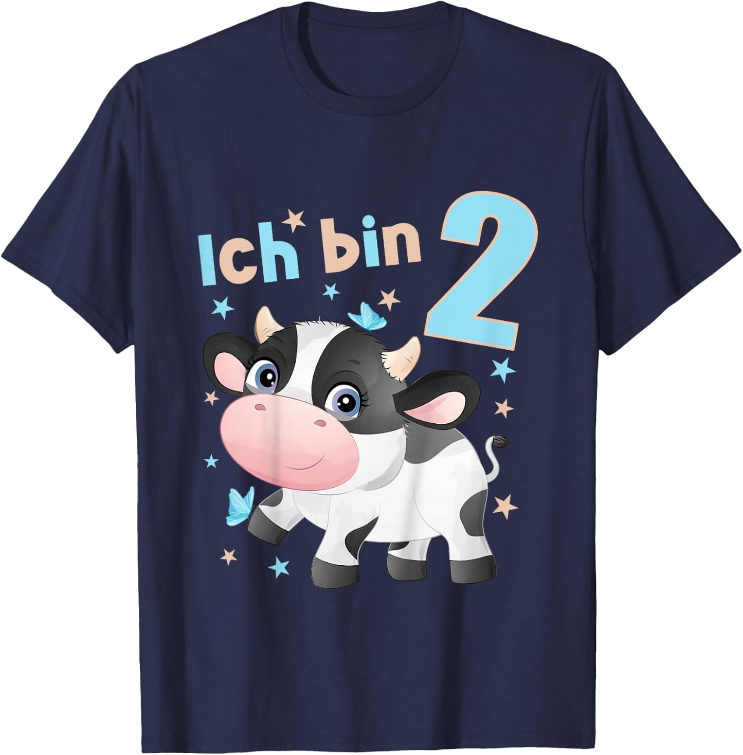 2 Jahre alt Ich bin 2 Kühe Kuh Kälbchen 2. Geburtstag T-Shirt - T-Shirt | Navy