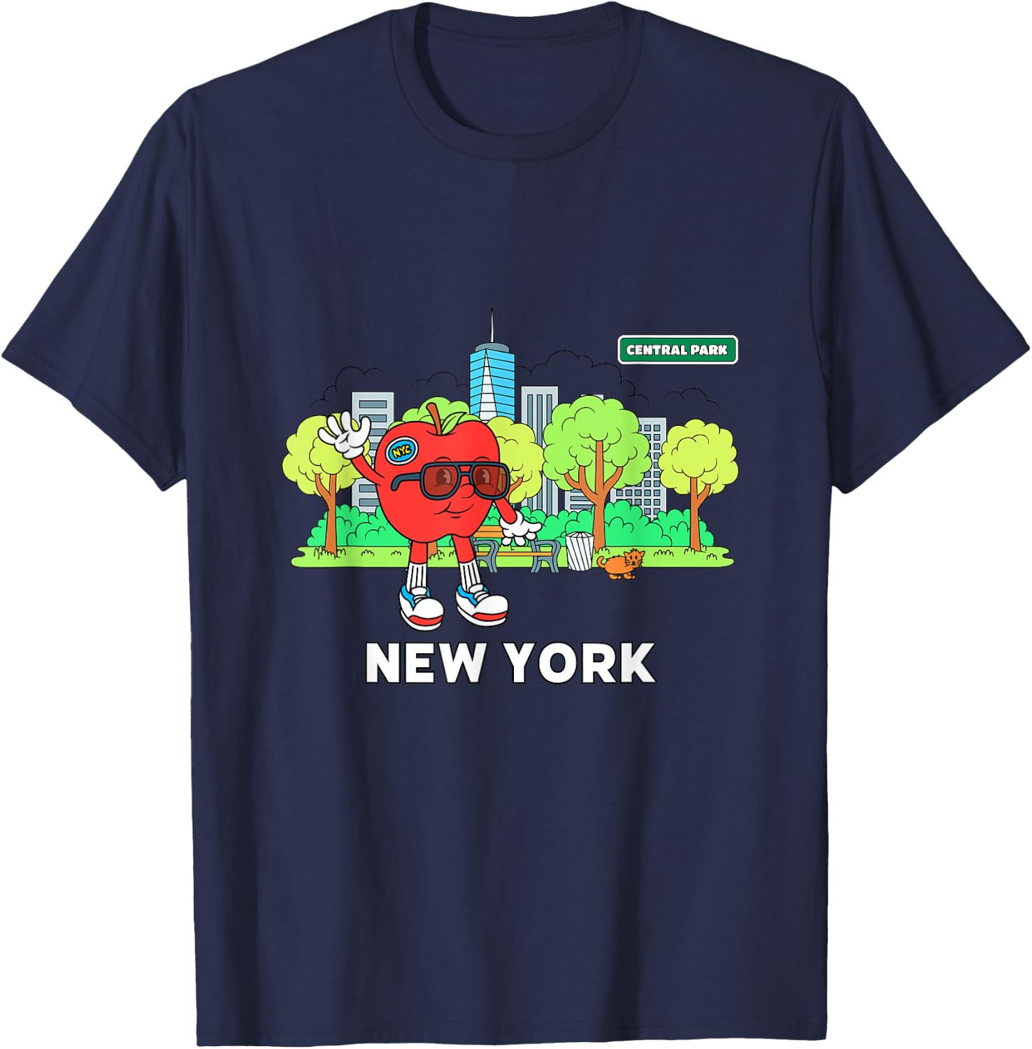 Big Apple Vibes Cool Cartoon New York Character T-Shirt - T-Shirt | Navy